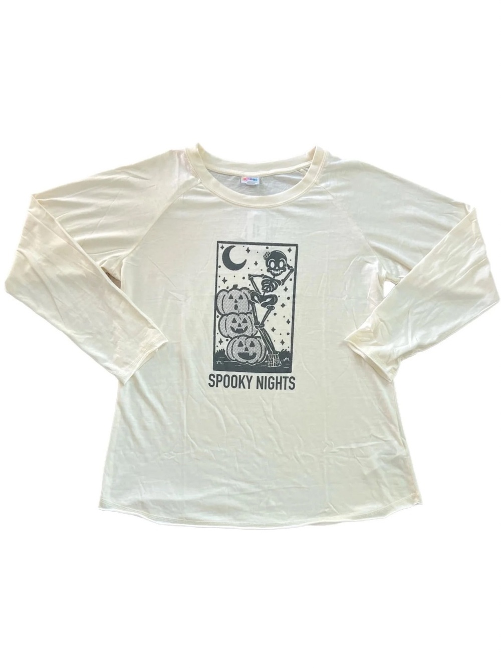 LuLaRoe Julie Cream 'Spooky Nights' Long Sleeve Graphic Tee